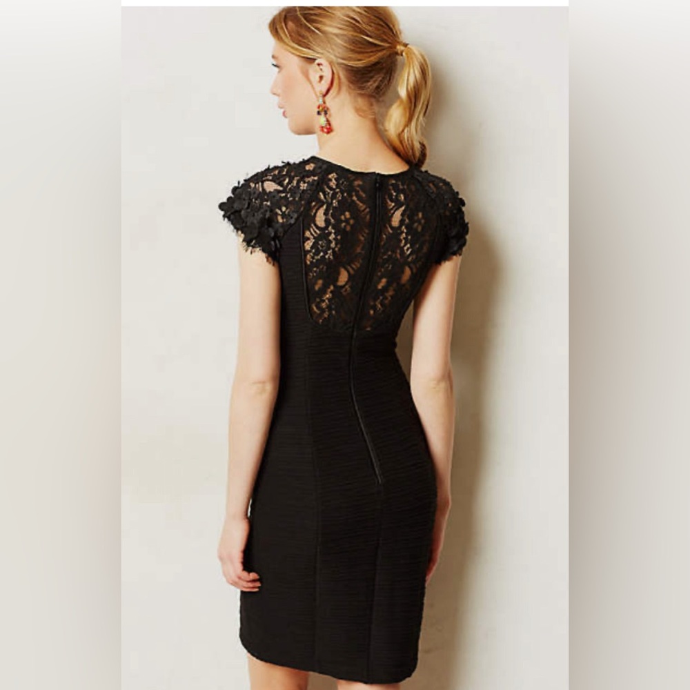 Maeve Anthropologie Nightshade Ruched‎ Little Black Dress Sheath LBD Size 6